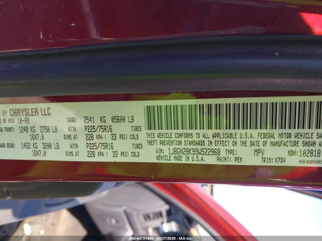 Aukcja sprzedaży 2009 Jeep Liberty Sport, vin: 1J8GN28K99W522968, numer aukcji: 44721488
