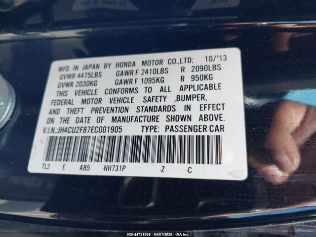 Продаж на аукціоні авто 2014 Acura Tsx 2.4, vin: JH4CU2F87EC001905, номер лоту: 44721569