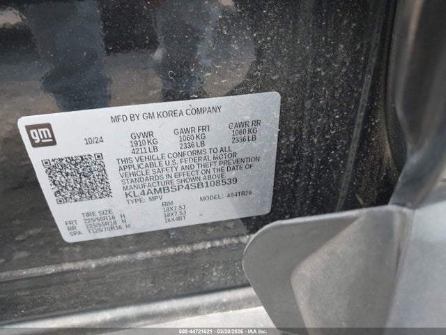 44721621 :رقم المزاد ، KL4AMBSP4SB108539 vin ، 2025 Buick Encore Gx Preferred Fwd مزاد بيع