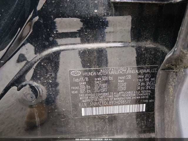 5NMZTDLB9JH098577 Hyundai Santa Fe Sport 2.4l