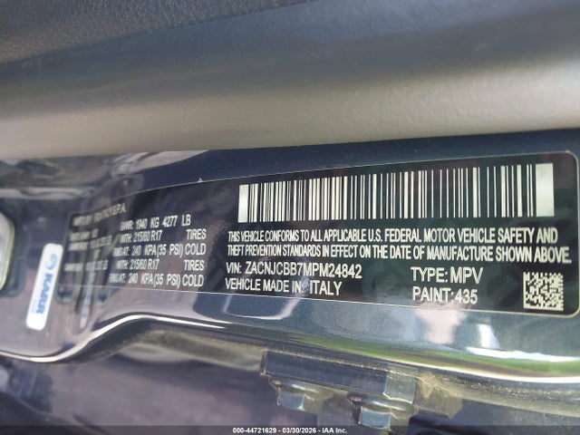 Aukcja sprzedaży 2021 Jeep Renegade Latitude Fwd, vin: ZACNJCBB7MPM24842, numer aukcji: 44721629
