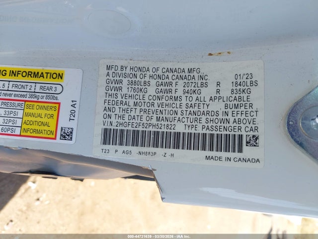 Honda Civic Sport 2023 2HGFE2F52PH521822 Image 9