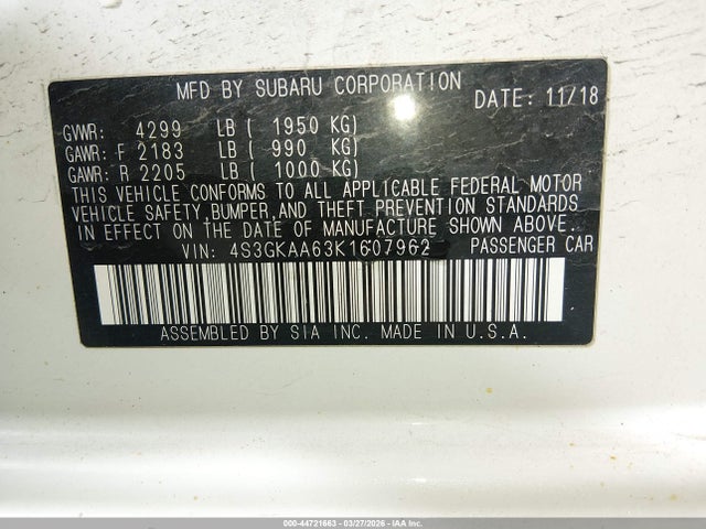 4S3GKAA63K1607962 Subaru Impreza 2.0i
