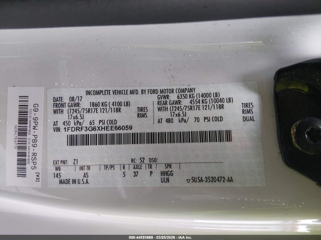 Ford F-350 Chassis Xl 2017 1FDRF3G6XHEE66059 Image 9