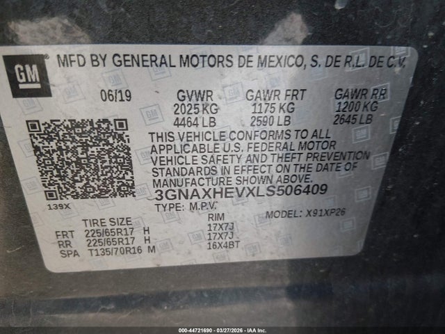 3GNAXHEVXLS506409 Chevrolet Equinox Fwd Ls