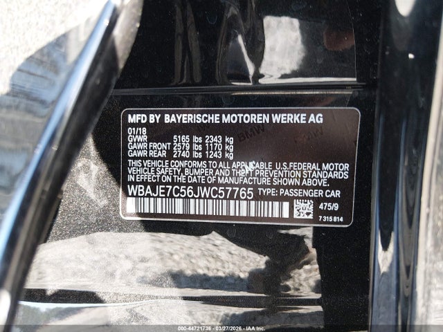 Продаж на аукціоні авто 2018 Bmw 540i Xdrive, vin: WBAJE7C56JWC57765, номер лоту: 44721736