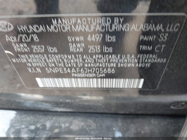 Продаж на аукціоні авто 2018 Hyundai Sonata Sport+, vin: 5NPE34AF6JH705686, номер лоту: 44721754