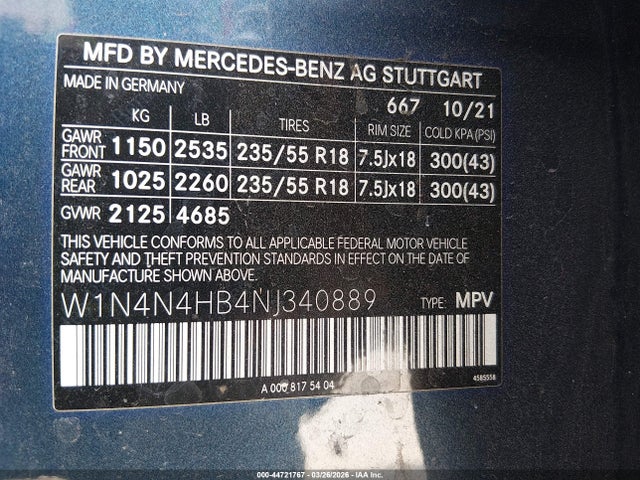 Продаж на аукціоні авто 2022 Mercedes-benz Gla 250 4matic, vin: W1N4N4HB4NJ340889, номер лоту: 44721767
