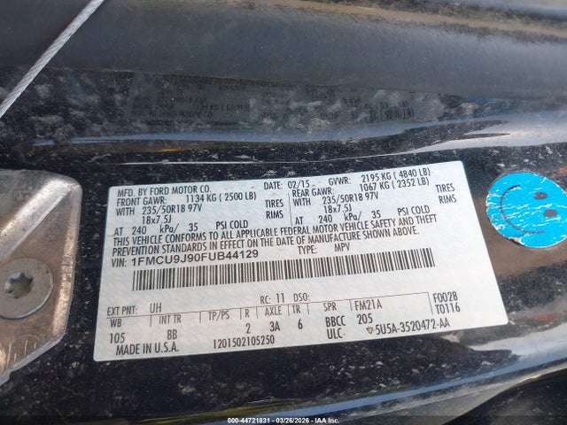 Ford Escape Titanium 2015 1FMCU9J90FUB44129 Image 9