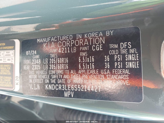 KNDCR3LE6S5214427 KIA NIRO EX