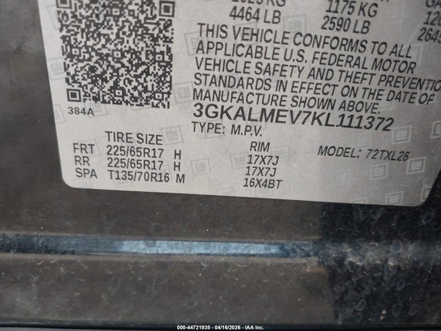 Продажа на аукционе авто 2019 Gmc Terrain Sle, vin: 3GKALMEV7KL111372, номер лота: 44721935