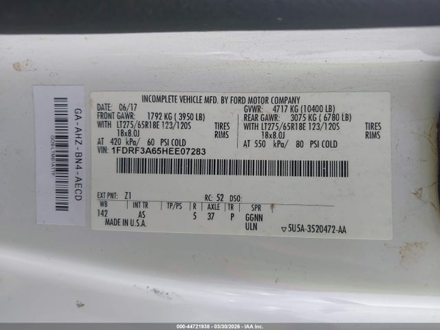 Ford F-350 Xl 2017 1FDRF3A65HEE07283 Image 9