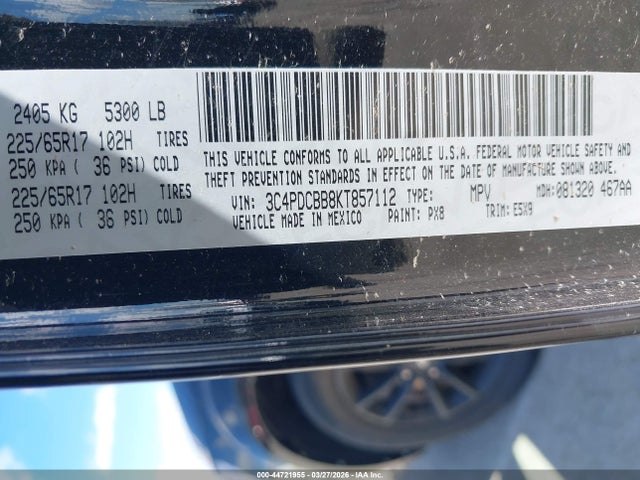 Aukcja sprzedaży 2019 Dodge Journey Se, vin: 3C4PDCBB8KT857112, numer aukcji: 44721955