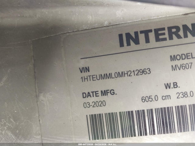Продаж на аукціоні авто 2021 International Mv, vin: 1HTEUMML0MH212963, номер лоту: 44722039