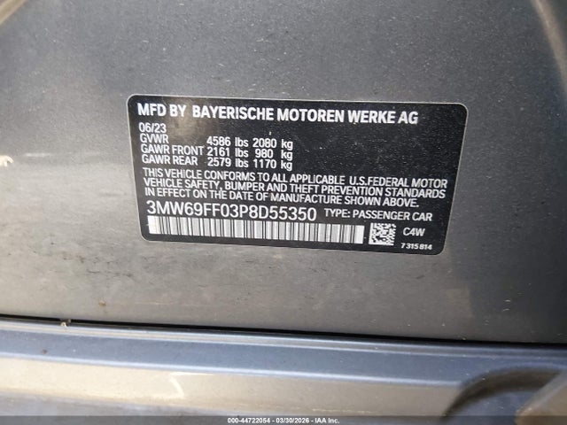 Aukcja sprzedaży 2023 Bmw 330i, vin: 3MW69FF03P8D55350, numer aukcji: 44722054