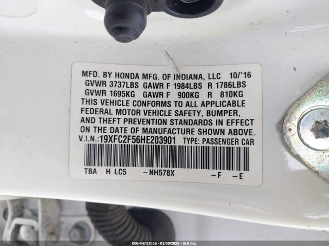 Honda Civic Lx 2017 19XFC2F56HE203901 Image 9