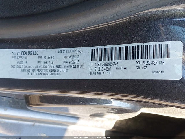 2016 Chrysler 200 Touring მანქანა იყიდება აუქციონზე, vin: 1C3CCCFB3GN196709, აუქციონის ნომერი: 44722066