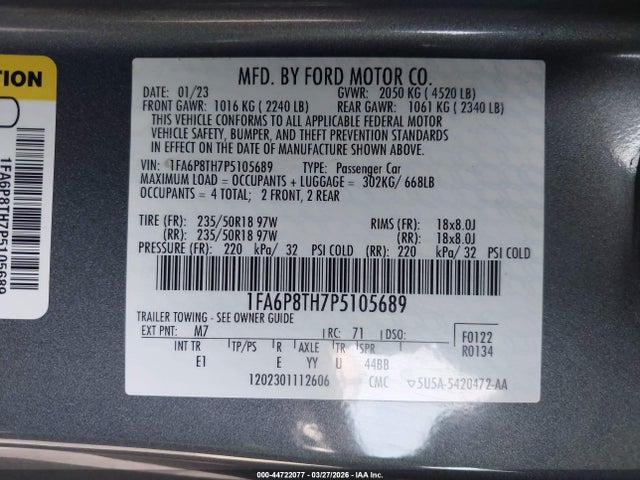 Ford Mustang Ecoboost Premium Fastback 2023 1FA6P8TH7P5105689 Image 9