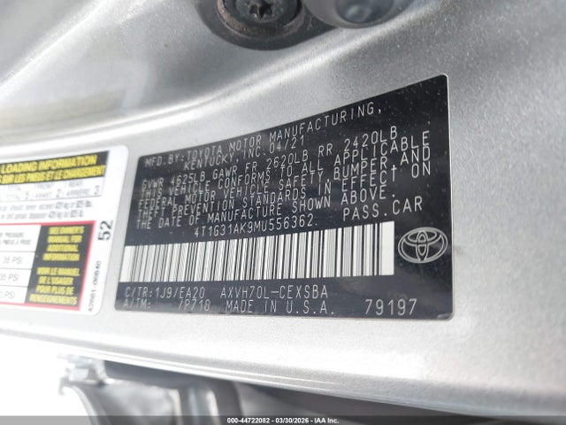 4T1G31AK9MU556362 Toyota Camry Se Hybrid