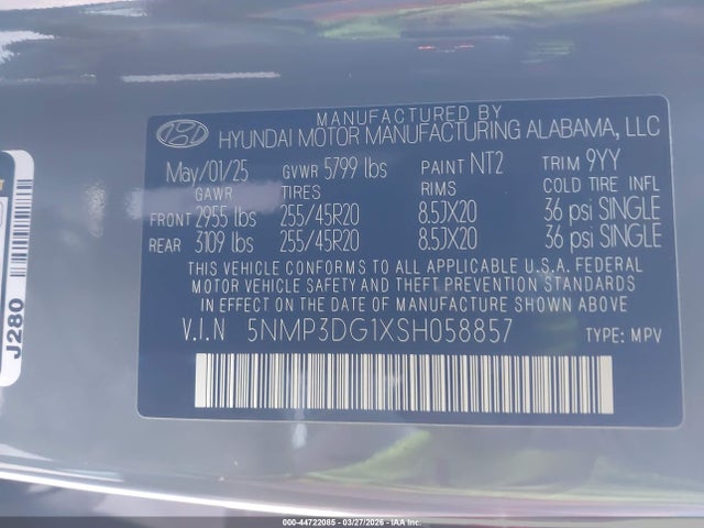 5NMP3DG1XSH058857 Hyundai Santa Fe Hybrid Limited