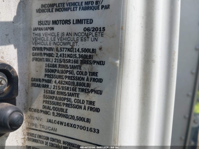 JALC4W16XG7001633 Isuzu Npr Dsl Reg At