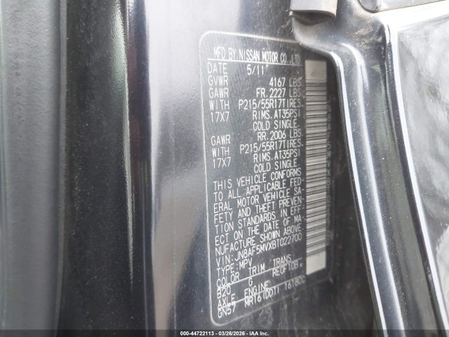 Продажа на аукционе авто 2011 Nissan Juke S, vin: JN8AF5MVXBT022700, номер лота: 44722113