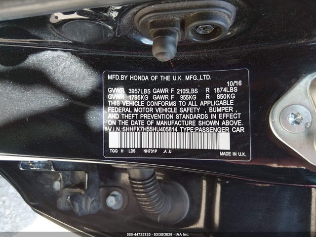 Aukcja sprzedaży 2017 Honda Civic Ex, vin: SHHFK7H55HU405814, numer aukcji: 44722120