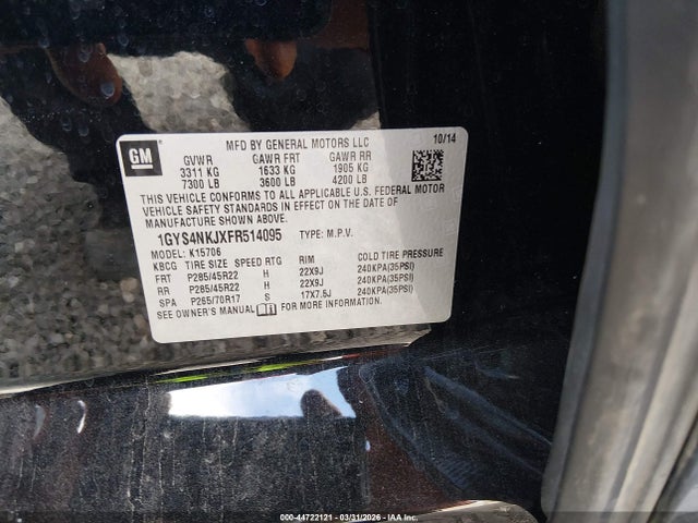44722121 :رقم المزاد ، 1GYS4NKJXFR514095 vin ، 2015 Cadillac Escalade Premium مزاد بيع