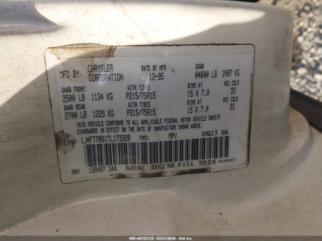 1996 JEEP CHEROKEE 1J4FT78S1TL173328 Photo 8