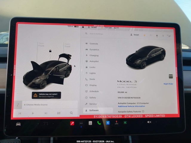 Aukcja sprzedaży 2019 Tesla Model 3 Long Range/performance, vin: 5YJ3E1EB7KF193539, numer aukcji: 44722125