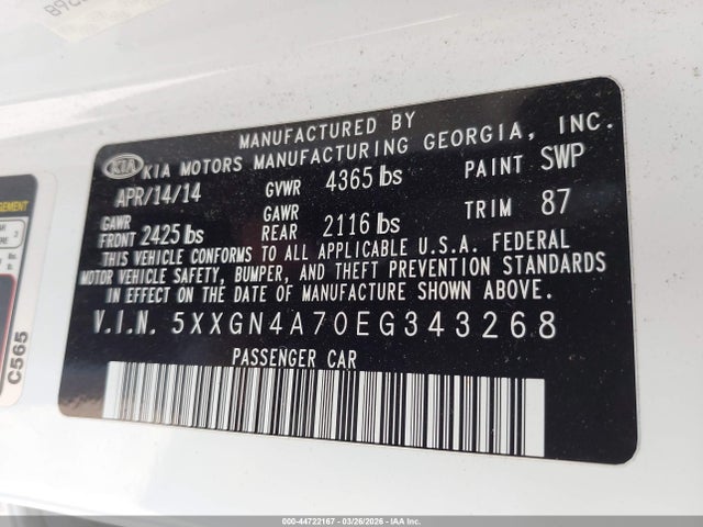 2014 KIA OPTIMA 5XXGN4A70EG343268 Photo 8