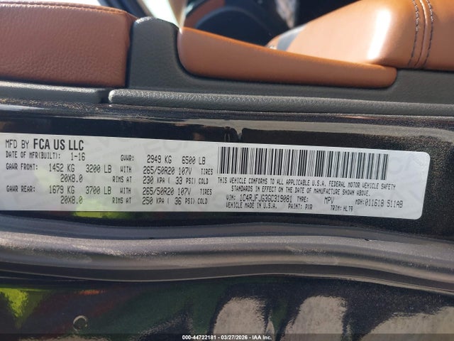 Aukcja sprzedaży 2016 Jeep Grand Cherokee Summit, vin: 1C4RJFJG3GC319081, numer aukcji: 44722181