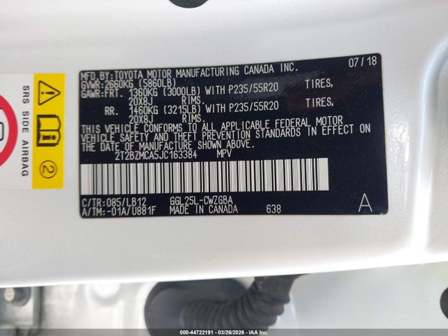 Продажа на аукционе авто 2018 Lexus Rx 350, vin: 2T2BZMCA5JC163384, номер лота: 44722191