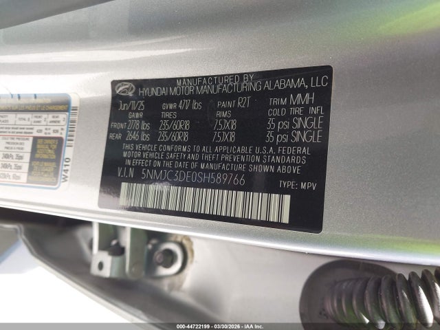 44722199 :رقم المزاد ، 5NMJC3DE0SH589766 vin ، 2025 Hyundai Tucson Sel Convenience مزاد بيع