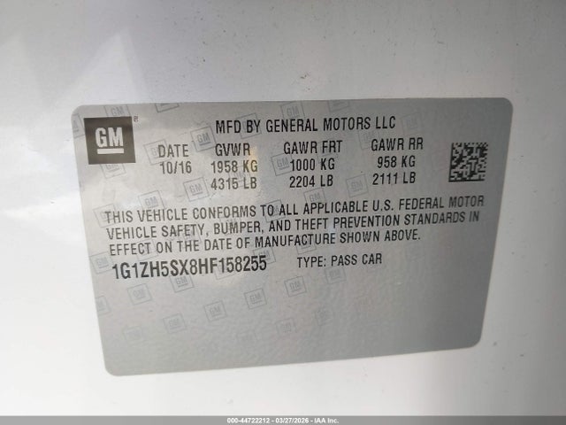 Aukcja sprzedaży 2017 Chevrolet Malibu Premier, vin: 1G1ZH5SX8HF158255, numer aukcji: 44722212