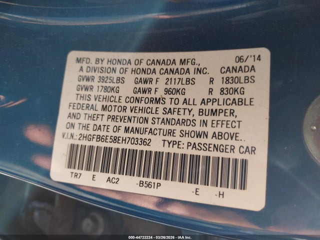Honda CIVIC SI 2014 2HGFB6E58EH703362 Image 9