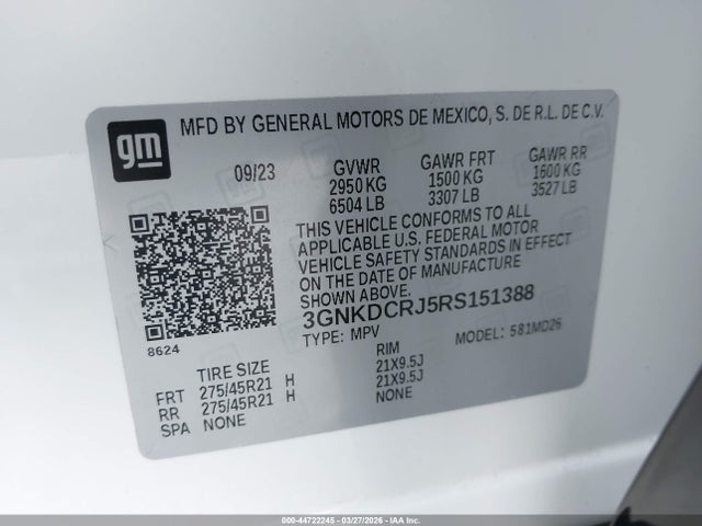 Aukcja sprzedaży 2024 Chevrolet Blazer Ev Eawd Rs, vin: 3GNKDCRJ5RS151388, numer aukcji: 44722245