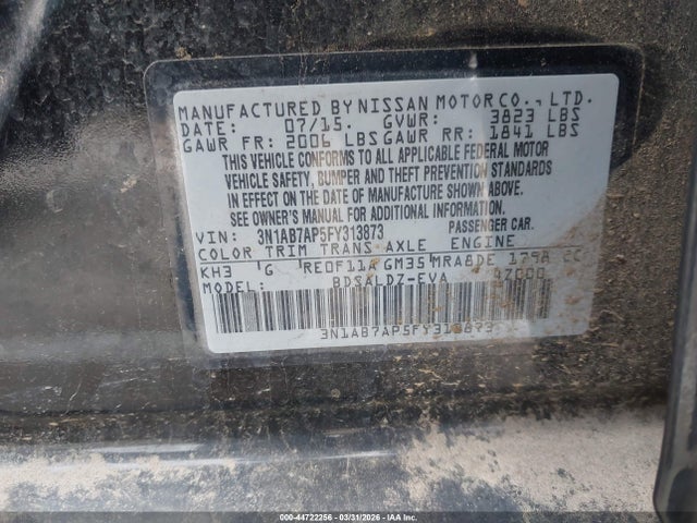 3N1AB7AP5FY313873 Nissan Sentra Fe+ S/s/sl/sr/sv