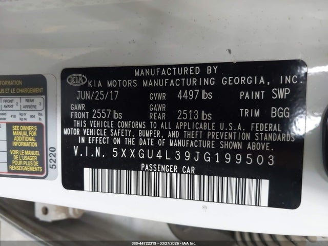 5XXGU4L39JG199503 KIA OPTIMA EX