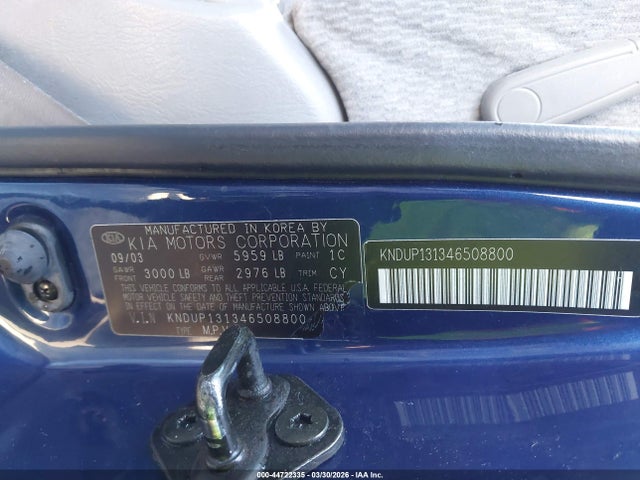 44722335 :رقم المزاد ، KNDUP131346508800 vin ، 2004 Kia Sedona Ex/lx مزاد بيع