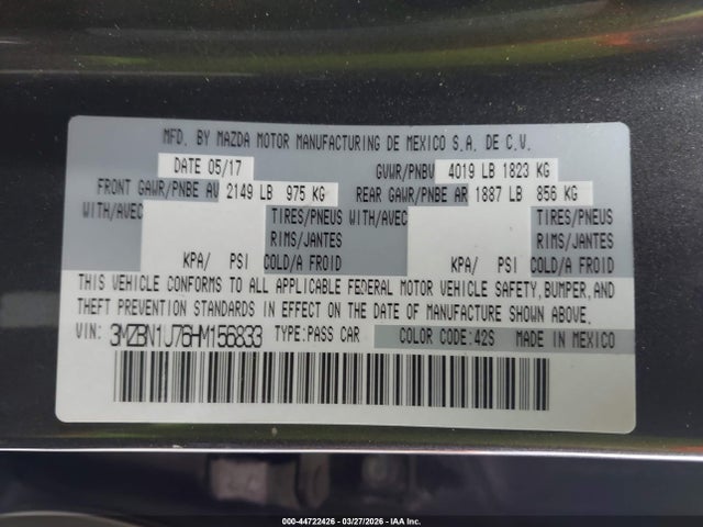 3MZBN1U76HM156833 Mazda Mazda3 Sport