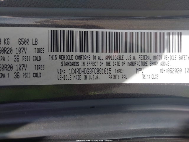 Dodge DURANGO LIMITED 2015 1C4RDHDG3FC891815 Image 9