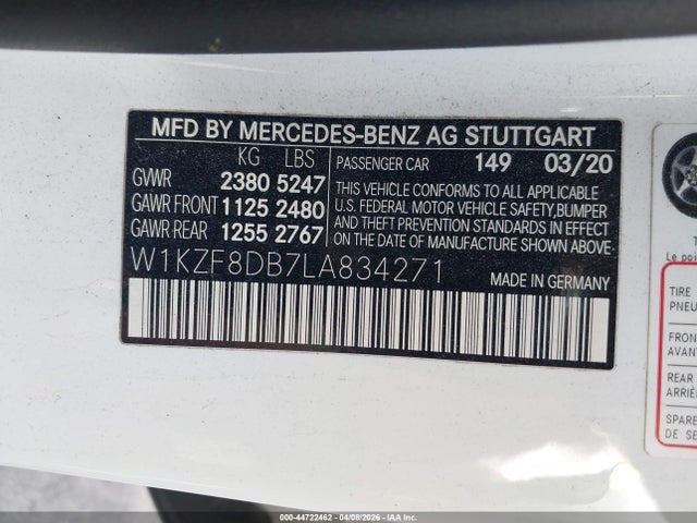 W1KZF8DB7LA834271 Mercedes-Benz E 350