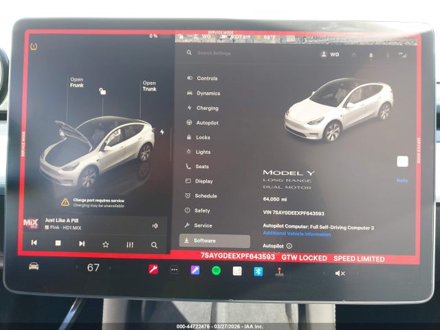 44722476 :رقم المزاد ، 7SAYGDEEXPF643593 vin ، 2023 Tesla Model Y Awd/long Range Dual Motor All-wheel Drive مزاد بيع