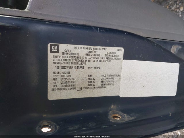 Продажа на аукционе авто 2006 Gmc Savana Work Van, vin: 1GTGG25V561240285, номер лота: 44722479