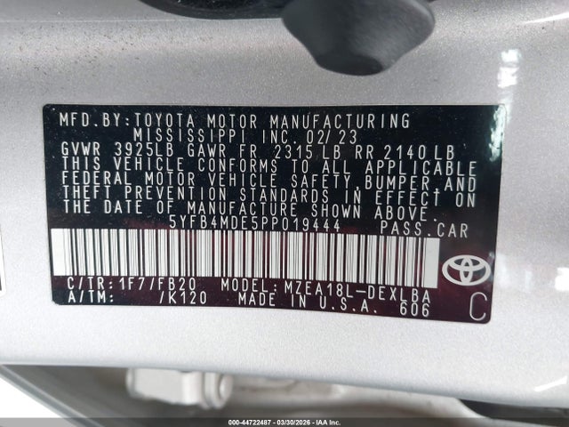 Toyota COROLLA LE 2023 5YFB4MDE5PP019444 Image 9