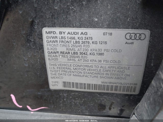 2018 AUDI Q5 WA1BNAFY9J2213199 Photo 8
