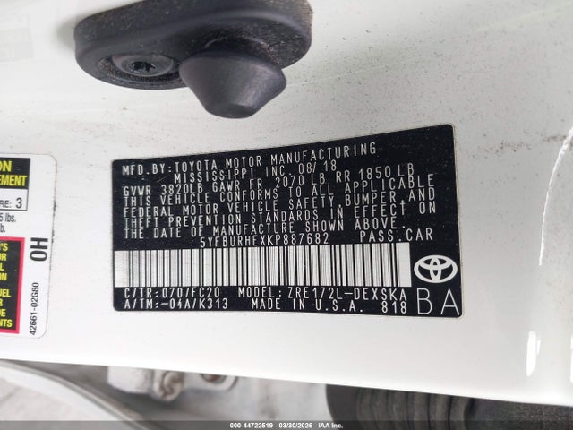 Toyota COROLLA SE 2019 5YFBURHEXKP887682 Image 9