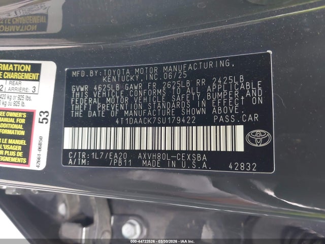 Toyota CAMRY SE 2025 4T1DAACK7SU179422 Image 9