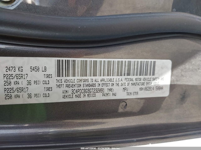 Продажа на аукционе авто 2016 Dodge Journey Sxt, vin: 3C4PDCBG9GT232091, номер лота: 44722536
